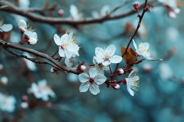 Spring tree branches in bloom floral designs and backgrounds