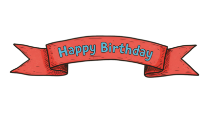 Happy Birthday Ribbon Banner Illustration With Red And Blue Colors