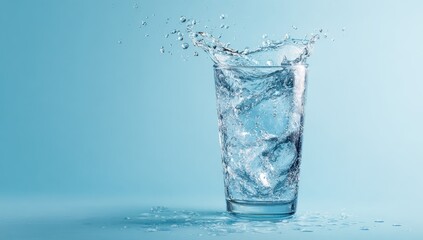 Splashing water in a glass