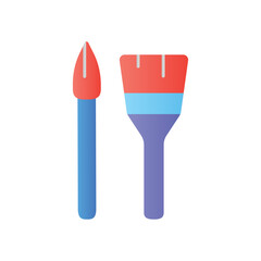 Art Paint Brushes Flat Color Icon: Painting & Creative Supplies Set