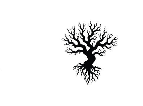 Lone Tree Silhouette on Hill - Minimalist Nature Art
