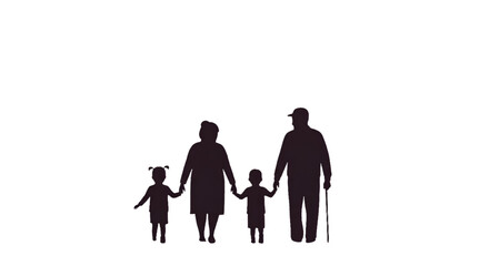 Family Silhouette Illustration On Transparent Background Holding Hands