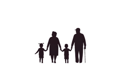 Family Silhouette Illustration On Transparent Background Holding Hands