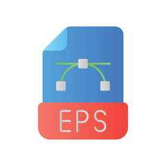 Fototapeta premium EPS File Extension Flat Color Icon: Vector Graphics & Design Format Symbol