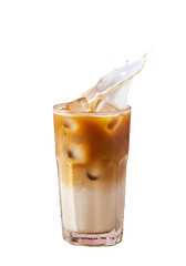 Iced Coffee Splash Illustration On Transparent Black Background Refreshing