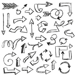 Hand Drawn Arrows Sketch Illustration Set On Transparent Background