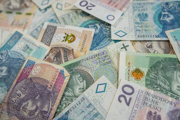 Close-Up View of Polish Zloty Paper Currency – Finance and Investment Concept Background