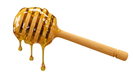 Illustration Of A Dripping Honey Dipper In Yellow With Transparent Background