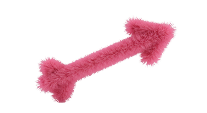 Furry Pink Arrow Pointing Up Right Isolated on Transparent Background
