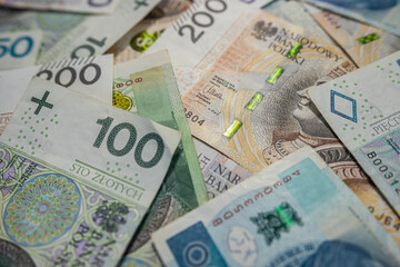 Close-Up View of Polish Zloty Paper Currency – Finance and Investment Concept Background