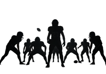 Football Players Silhouette Action Against Black Background Illustration