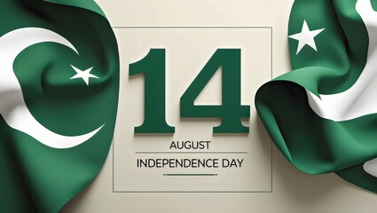 Joyful Pakistan Independence Day Celebration: 14th August with Waving Flag

