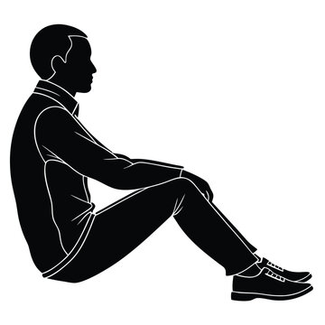 Clean Silhouette of a Man in Sitting Position