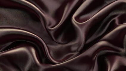 Obraz premium Close-up of rich, dark maroon silk fabric draped in flowing waves
