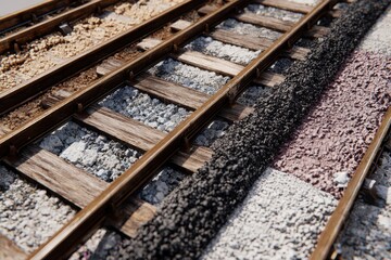 Naklejka premium Tracks for trains made of rails ballast and ties