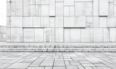 Fototapeta premium Geometric stone wall with abstract square and rectangular shapes architecture