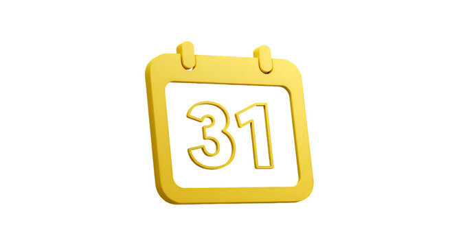 Gold 3D Calendar Icon Isolated on Black Background Illustration