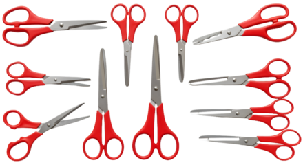 Illustration Of Red Scissors Tools On Transparent Background Isolated Object