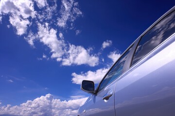 Vehicle Sign on Blue Sky Backdrop