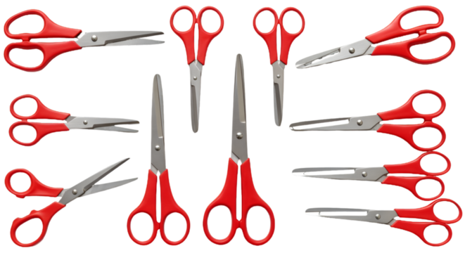 Illustration Of Red Scissors Tools On Transparent Background Isolated Object
