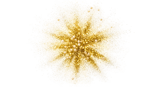 Gold glitter explosion PNG on white background - Powered by Adobe