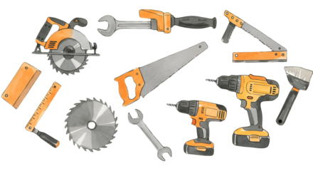 Illustration Of Tools On Black Background Perfect For Construction And Repair