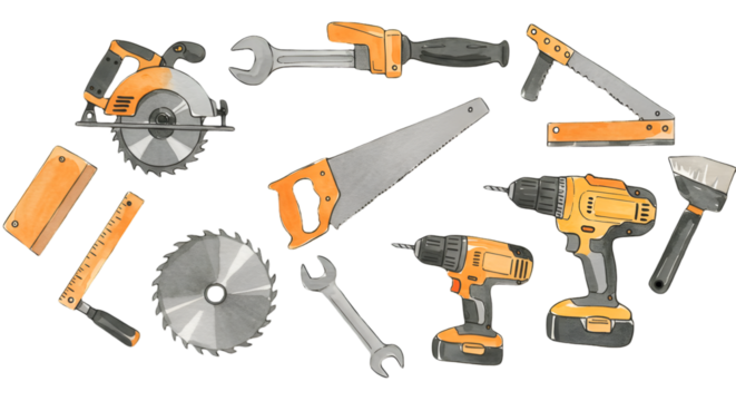Illustration Of Tools On Black Background Perfect For Construction And Repair
