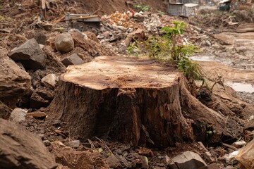 Fototapeta premium West Java 9 September 2024 The stump of a felled tree