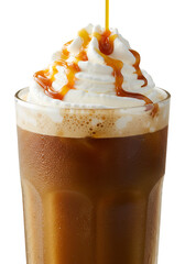 Iced Coffee Drink With Caramel Sauce And Cream Transparent Background Photo