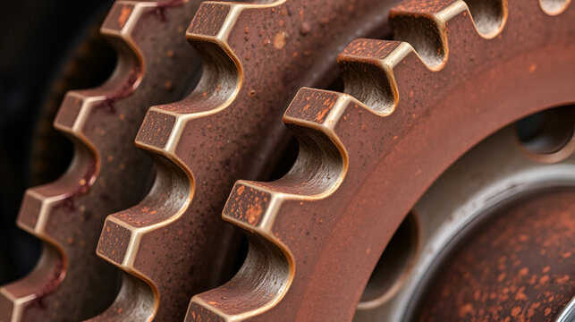 Close-Up of Rusty Circular Gear with Textured Surface and Depth