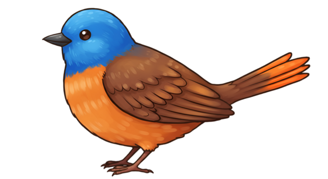 Illustration Of A Cute Colorful Bird Isolated On Transparent Background