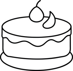 Simple line art illustration of a chocolate cake isolated on white background