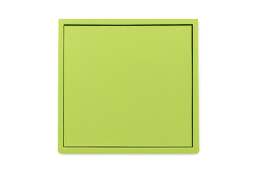 Blank light green sticky note with black border, positioned against transparent backdrop for clear message placement and quick note-taking