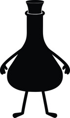 black silhouette a chemistry bottle full body on w.eps