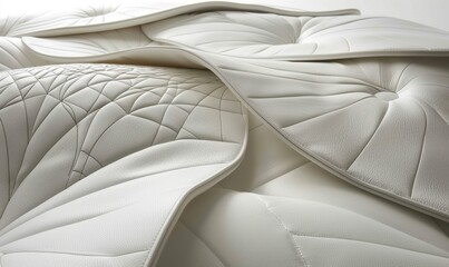 Luxurious quilted fabric texture soft white cushions and comforting design