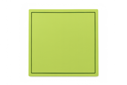Blank light green sticky note with black border, positioned against transparent backdrop for clear message placement and quick note-taking