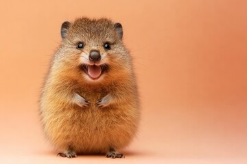 Fototapeta premium Tiny quokka smiling with happy expression
