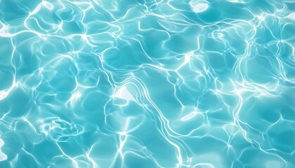 Rippling And Flowing Water Pool At The Bottom, Showcasing Summer Blue Aqua Swimming Pattern From An Overhead Top View In The Sea And Ocean Surface