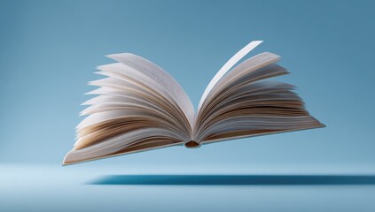 Open book, pages spread, hovering