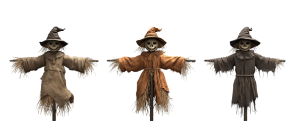 halloween pumpkin scarecrow on transparent background, cutout, PNG