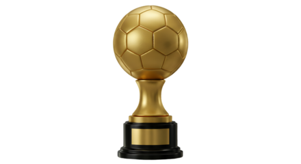 Golden Football Trophy Isolated On Transparent Background 3D Illustration