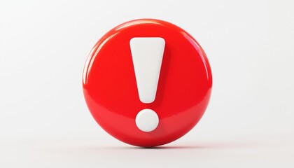 White Exclamation Mark Enclosed In Red Circle Against White Background: Attention-Grabbing Symbol For Important Information Or Warnings About Safety.