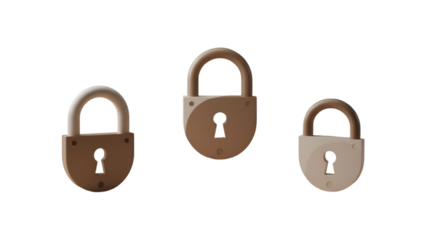 Illustration Of Three Old Padlocks On A Transparent Isolated Background