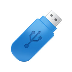 Isolated Blue USB Flash Drive Illustration On Transparent Background