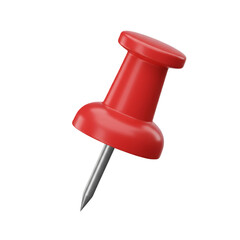 Isolated 3D Render of a Red Pushpin Against a Transparent Background