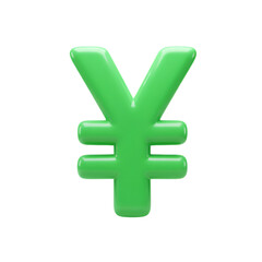 Obraz premium Isolated 3D Render of a Shiny Green Yen Symbol on Transparent Background