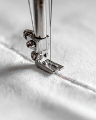 Sewing machine needle stitching fabric close up for tailoring design,National Sewing Month