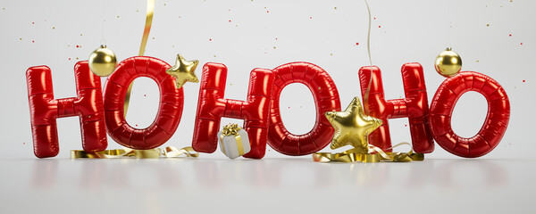 3D Christmas Red Balloon Letters says Ho Ho Ho