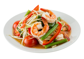 Vibrant Thai Spicy Papaya Salad with Fresh Shrimp