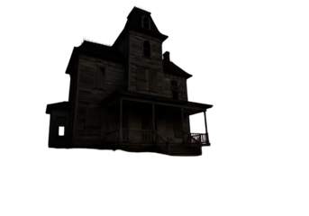 Isolated 3D Render Of A Spooky And Haunted House On Black Background